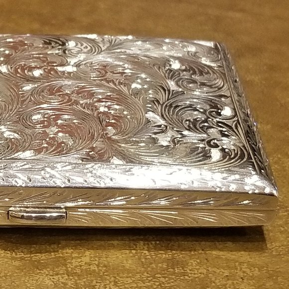 ITALIAN MONICA RICH KOSANN ENGRAVED FLORAL SILVER 4 IMAGE CASE FRAME PHOTO ALBUM - Picture 14 of 15